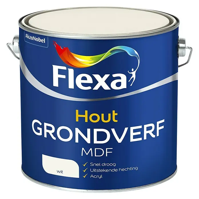 Flexa Grondverf MDF Wit - Wit, 2,5 l - Vooraanzicht
