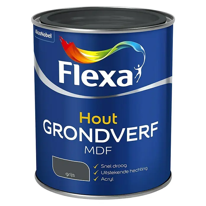 Flexa Grondverf MDF Grijs - Grijs, 750 ml - Vooraanzicht