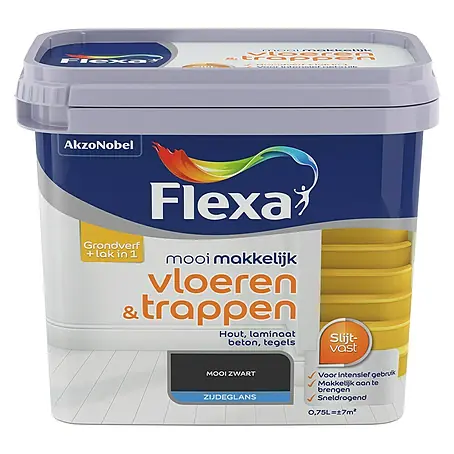 Flexa Mooi Makkelijk Kleurlak Vloeren & Trappen Mooi Zwart