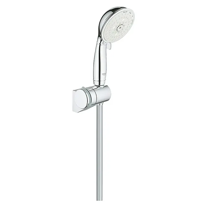 Grohe Tempesta Rustic Brause-Set 100 - Anzahl Funktionen: 4 Stk., Durchmesser Handbrause: 10 cm, Chrom, Weiß - Diagonale Ansicht