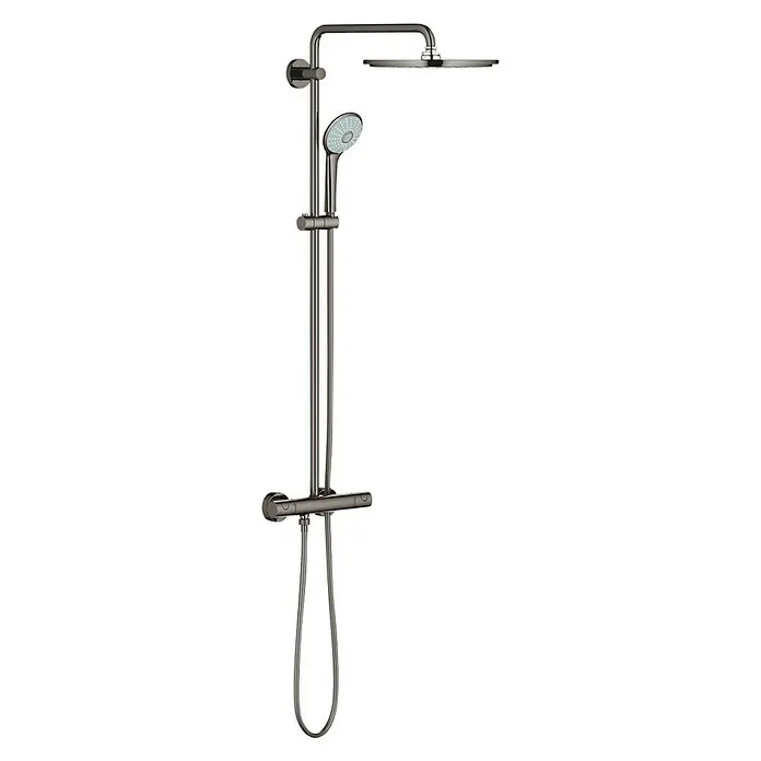 Grohe Euphoria Duschsystem 310 - Mit Thermostatarmatur, Lochabstand: 101,6 cm, Anzahl Strahlarten: 1 Stk., Hard Graphite, Oberflächenbehandlung: Poliert - Diagonale Ansicht