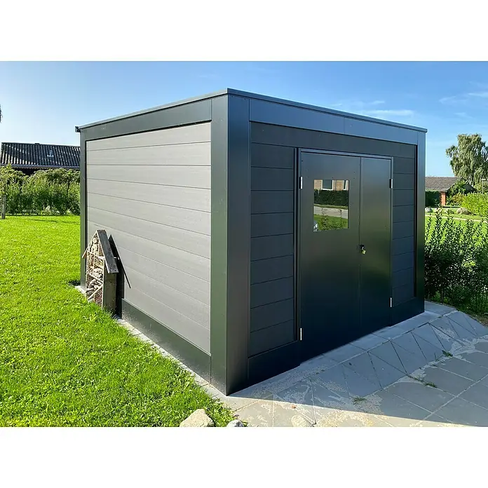 Abson Gerätehaus - 3,3 x 3 m, Passend für: Abson Carports - Stimmungsaufnahme