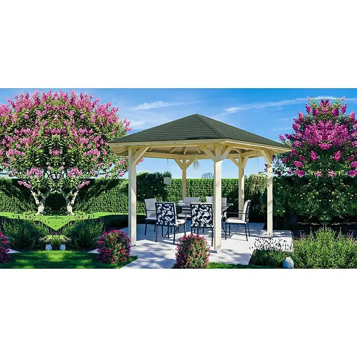 Skan Holz Pavillon Nancy 2 - L x B: 364 x 420 cm, Natur - Stimmungsaufnahme