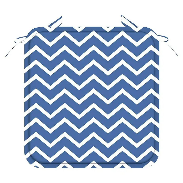 Cojín para silla Rabat - 43 x 41 x 2,5 cm, Blanco/Azul, Poliéster - Vista descendente