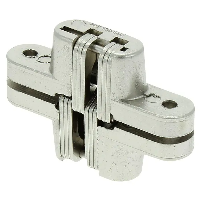 Starx Scharnier inboor, onzichtbaar, vernikkeld 16 x 70 mm - Nikkel - Diagonaal zicht