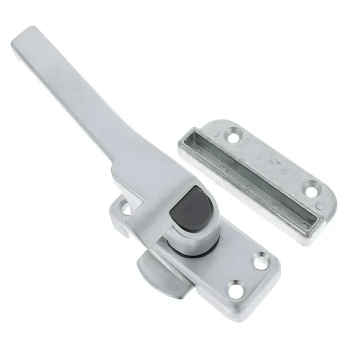 Starx Raambeveiliging buitendraaiend, links, met nok en knop aluminium - Raambeslag, Aluminium - Diagonaal zicht