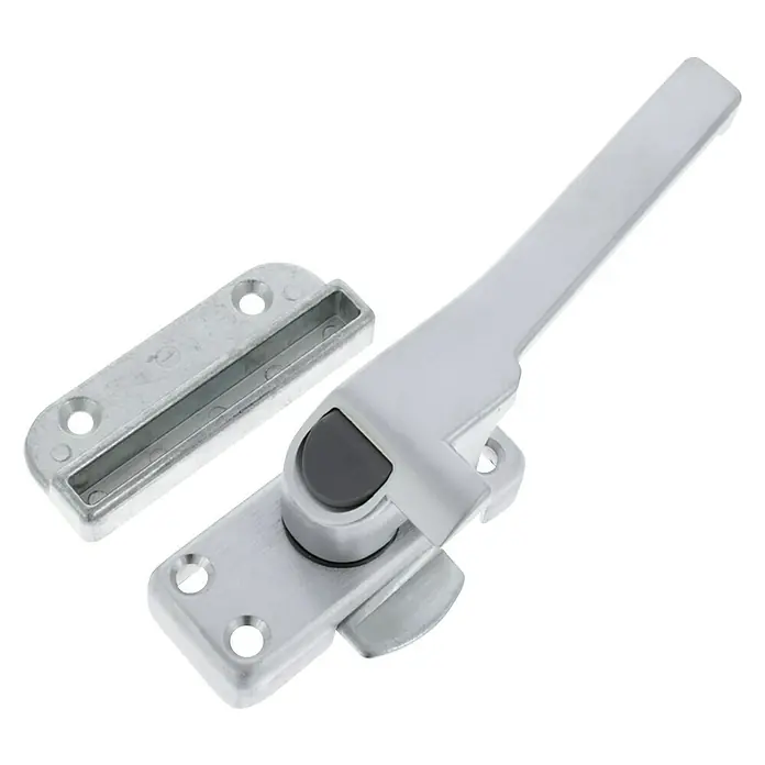Starx Raambeveiliging buitendraaiend, rechts, met nok en knop aluminium - Raambeslag, Aluminium - Diagonaal zicht