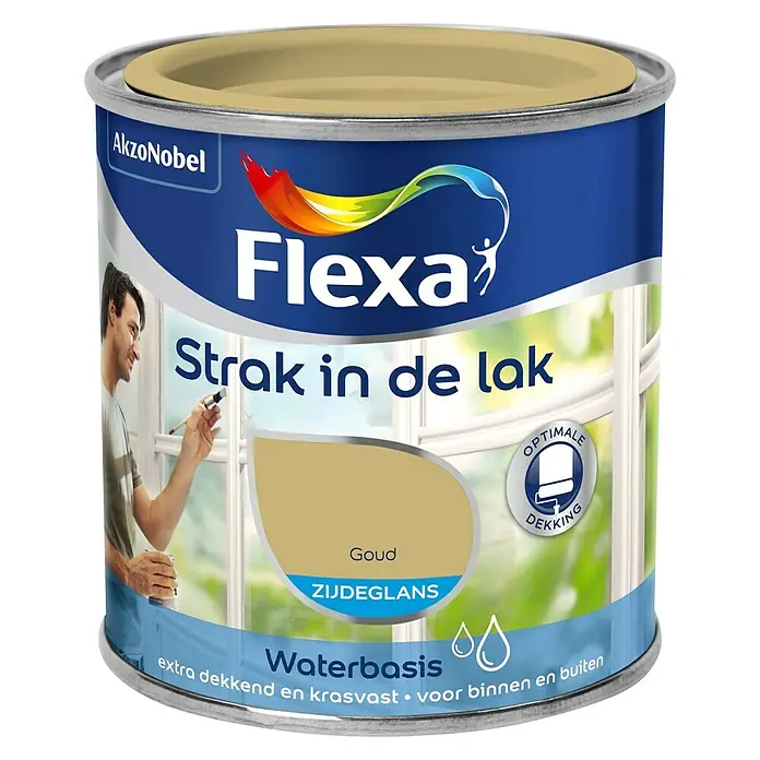 Flexa Strak in de Lak Kleurlak Metallic Goud - Goud, 250 ml - Vooraanzicht