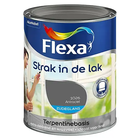 Flexa Strak in de Lak Kleurlak Zijdeglans Antraciet