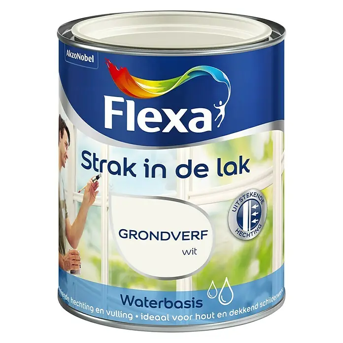 Flexa Strak in de Lak Grondverf Wit - Wit, 750 ml - Vooraanzicht