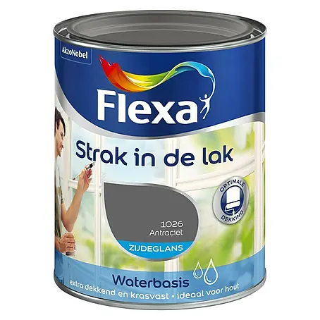 Flexa Strak in de Lak Kleurlak Zijdeglans Antracietgrijs