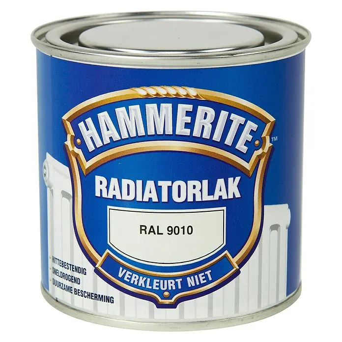 Hammerite Radiatorlak Kleurvast RAL 9010 Wit - Zuiverwit, 250 ml - Vooraanzicht