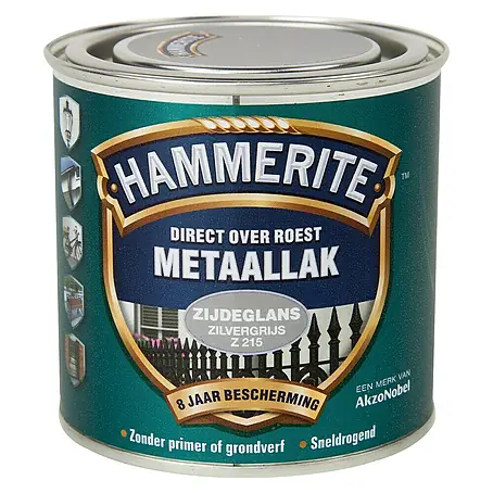 Hammerite  Metaallak Structuur Zijdeglans Zilvergrijs