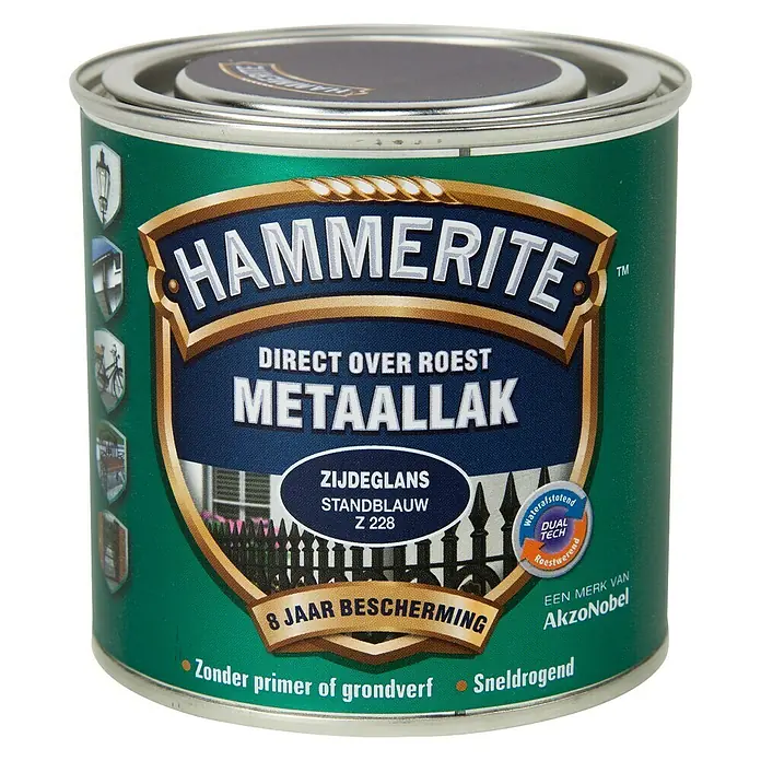 Hammerite Metaallak Structuur Zijdeglans Standblauw Z238 - Blauw, 250 ml, Zijdeglans - Vooraanzicht