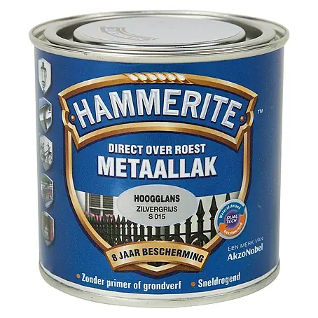 Hammerite  Metaallak Hoogglans Zilvergrijs S015