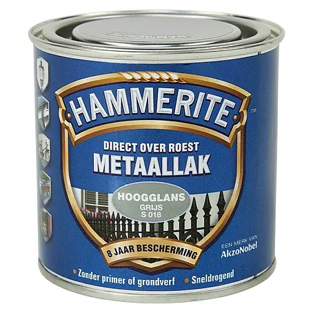 Hammerite  Metaallak Hoogglans Grijs