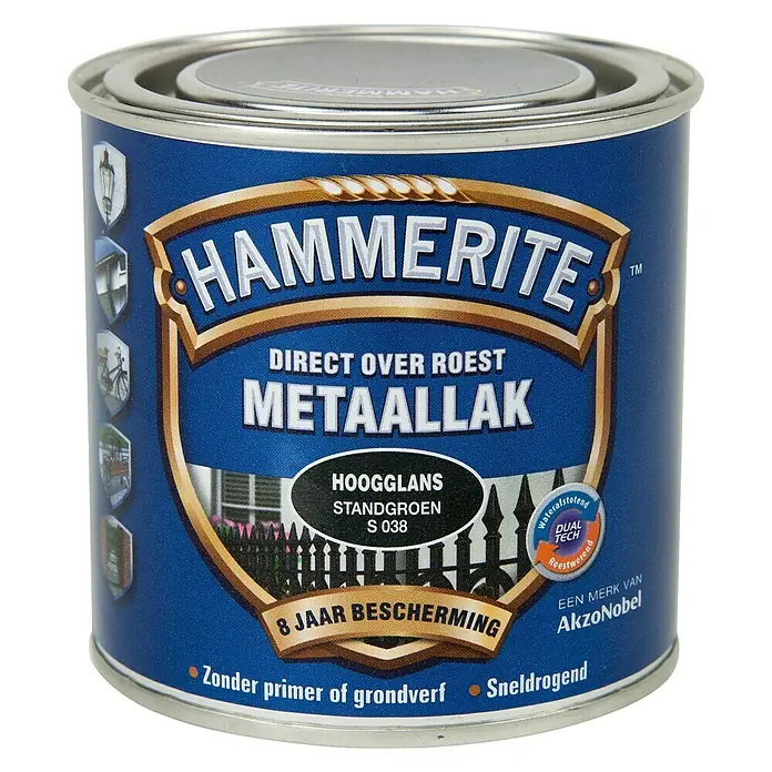 Hammerite Metaallak Hoogglans Standgroen S038 - Standgroen, 250 ml, Hoogglans - Vooraanzicht