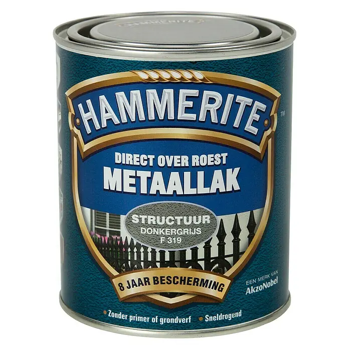 Hammerite Metaallak Structuur Donker Grijs - Grijs, 750 ml - Vooraanzicht