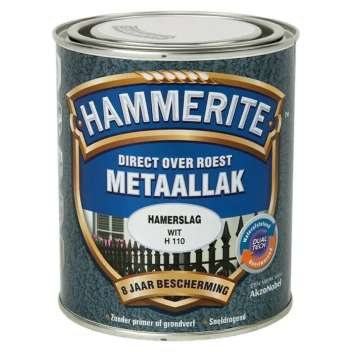 Hammerite Metaallak Hamerslag Wit H110 - Wit, 750 ml - Vooraanzicht