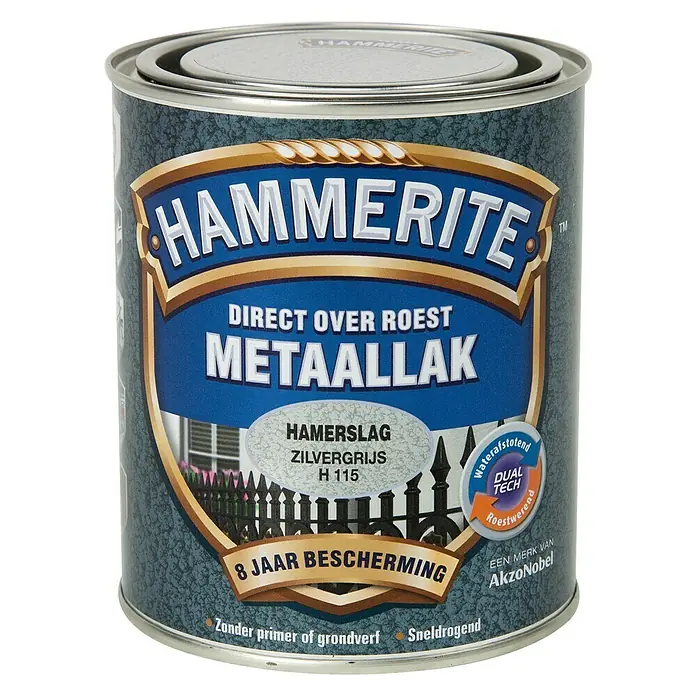 Hammerite Metaallak Hamerslag Zilvergrijs H115 - Grijs, 750 ml - Vooraanzicht