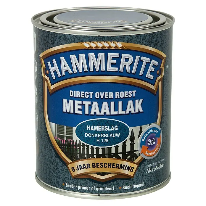 Hammerite Metaallak Hamerslag Donkerblauw H128 - Blauw, 750 ml - Vooraanzicht