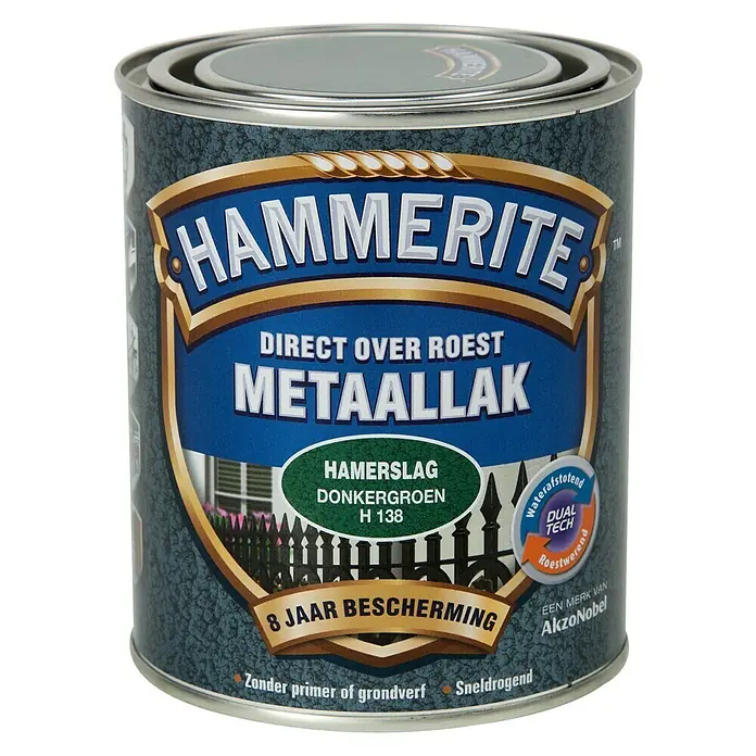 Hammerite Metaallak Hamerslag Donkergroen H138 - Donkergroen, 750 ml - Vooraanzicht