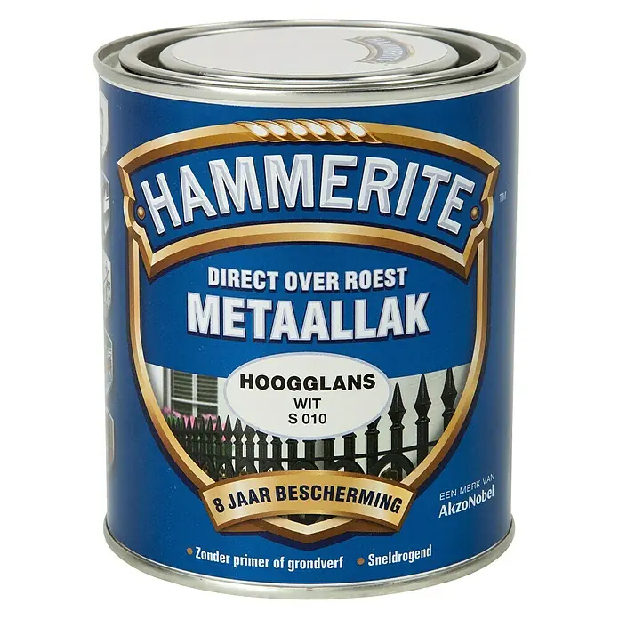 Hammerite Metaallak Hoogglans Wit S010 - Wit, 750 ml, Hoogglans - Vooraanzicht