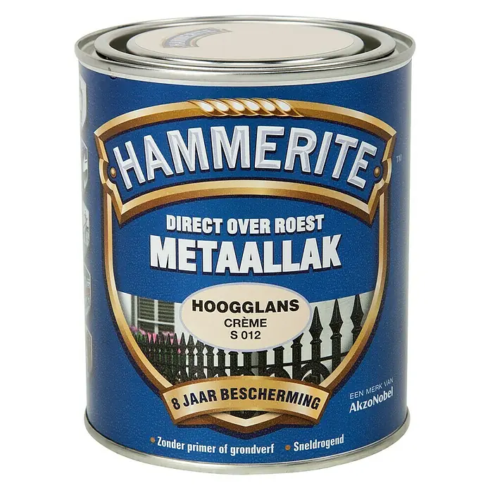 Hammerite Metaallak Hoogglans Creme S012 - Crème, 750 ml, Hoogglans - Vooraanzicht