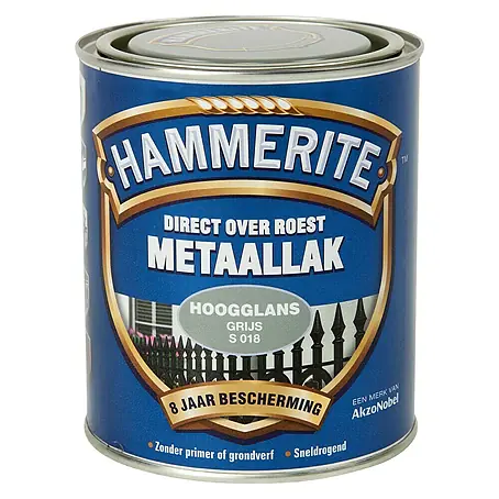 Hammerite  Metaallak Hoogglans Grijs