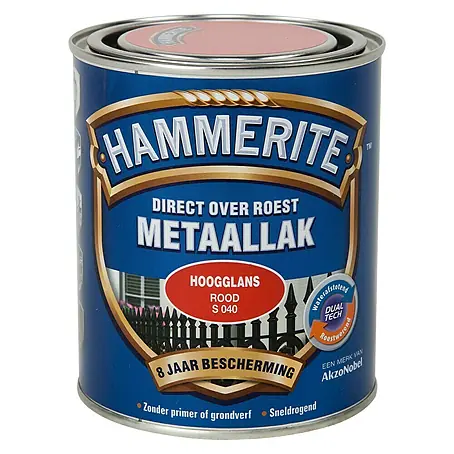 Hammerite  Metaallak Hoogglans Rood S040