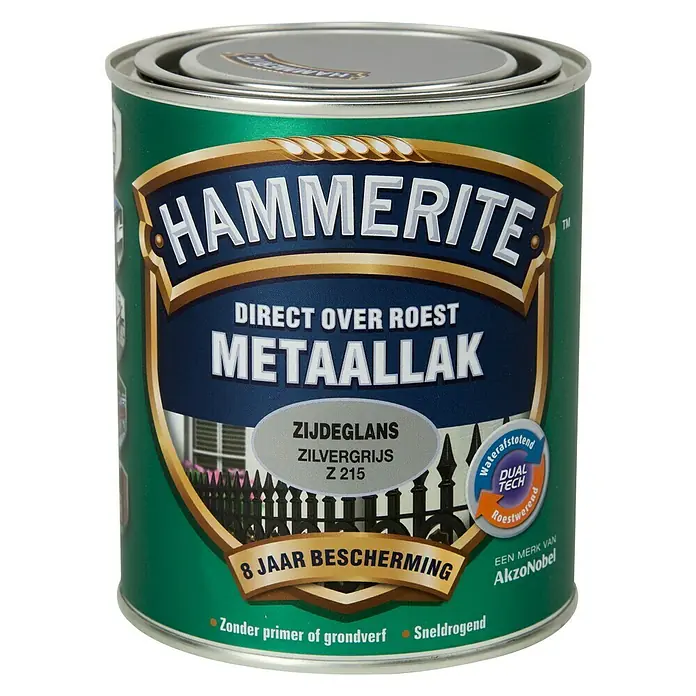 Hammerite Metaallak Structuur Zijdeglans Zilvergrijs - Zilvergrijs, 750 ml, Zijdeglans - Vooraanzicht