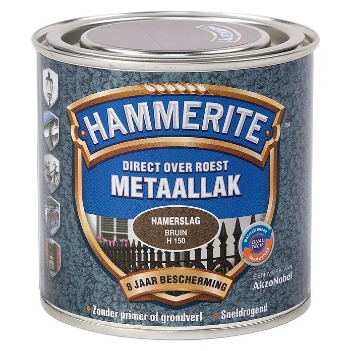 Hammerite Metaallak Hamerslag Bruin H150 - Bruin, 250 ml - Vooraanzicht