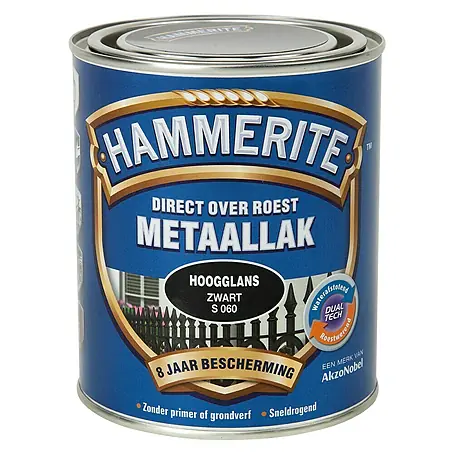 Hammerite  Metaallak Hoogglans Zwart S060