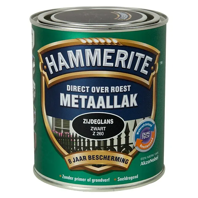 Hammerite Metaallak Structuur Zijdeglans Zwart Z260 - Zwart, 750 ml, Zijdeglans - Vooraanzicht