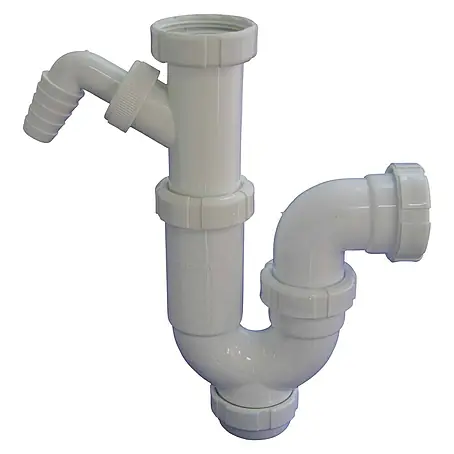 Tecnoagua  Sifón curvo extensible con toma de lavadora