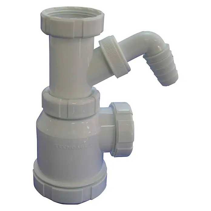 Tecnoagua Sifón de botella extensible con toma de lavadora - 1½", 40 mm - Vista de perfil derecho