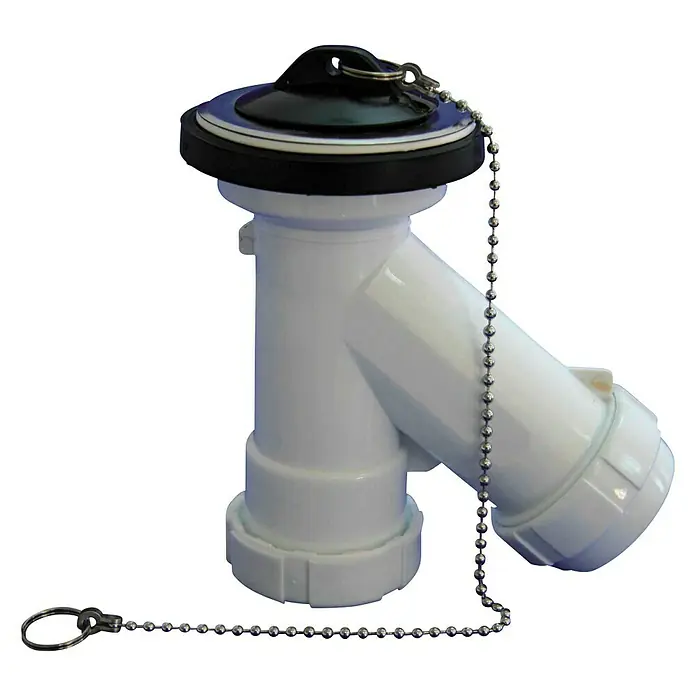 Tecnoagua Sifón Y vertical con válvula - 1½", 70 mm - Vista de perfil derecho