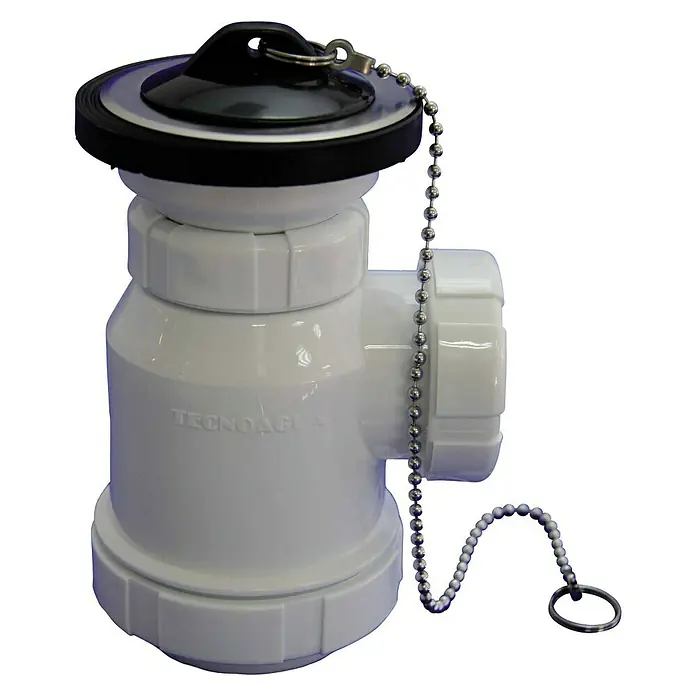 Tecnoagua Sifón de botella extensible con válvula - 1½", 70 mm - Vista de perfil derecho
