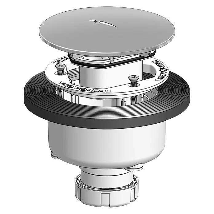 Tecnoagua Válvula sifónica para ducha vertical gran caudal con tornillos - 115 mm, 1½" - Vista frontal