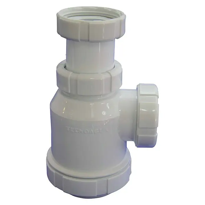 Tecnoagua Sifón de botella extensible con tuerca loca - 1¼'', Blanco - Vista frontal