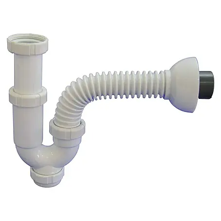 Tecnoagua  Sifón curvo con salida flexible y encolable a PVC