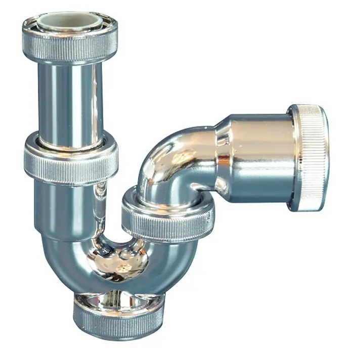 Tecnoagua Sifón curvo extensible - 1½", Cromo - Vista de perfil derecho