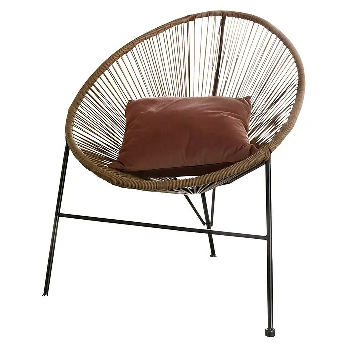 Sessel Eddy - L x B x H: 90 x 72 x 87 cm, Braun - Diagonale Ansicht