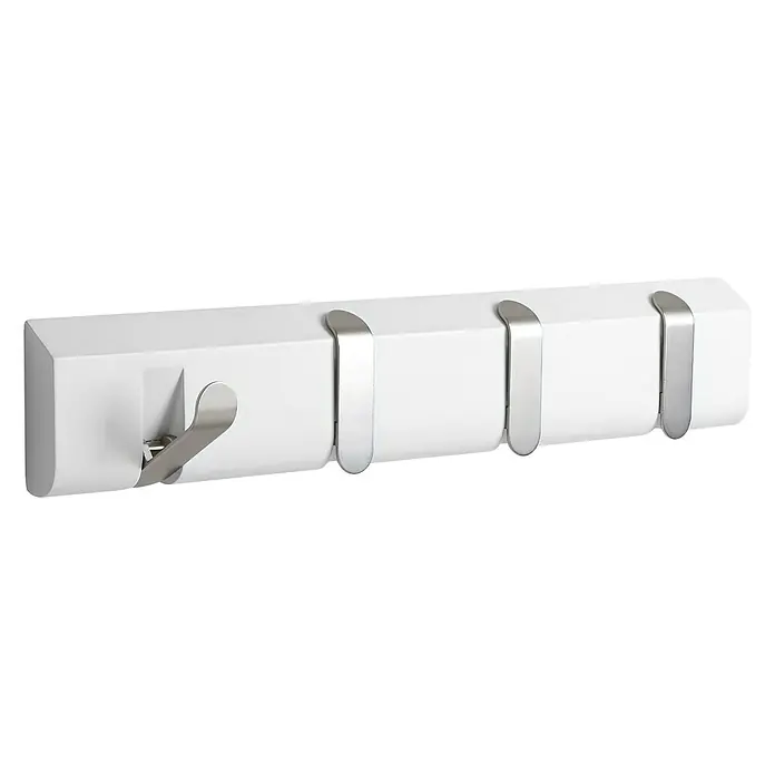 Umbra Garderobenleiste Taper - L x B x H: 44,4 x 17,1 x 6,9 cm, Material: Metall/Holz, Weiß - Diagonale Ansicht