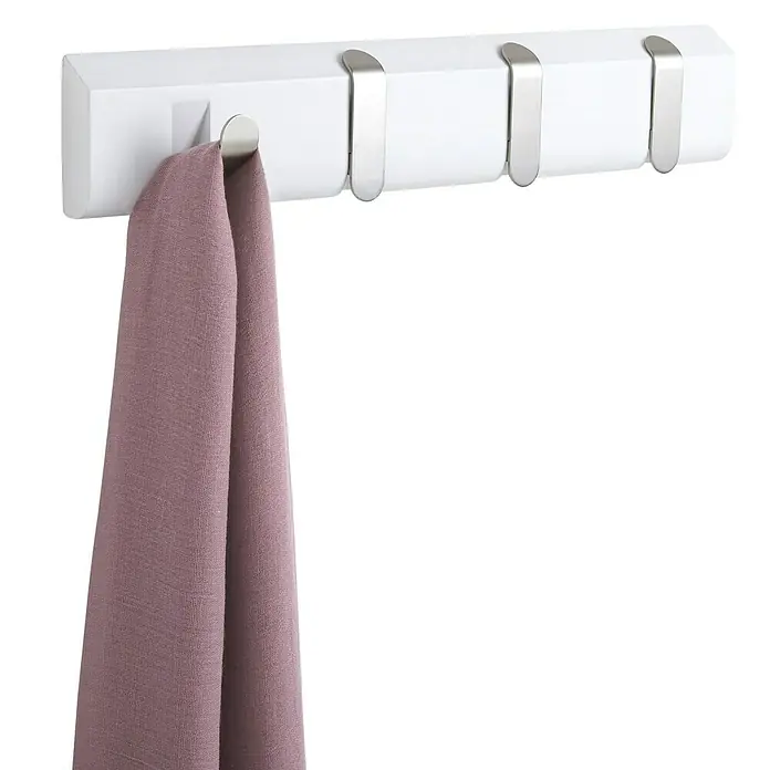 Umbra Garderobenleiste Taper - L x B x H: 44,4 x 17,1 x 6,9 cm, Material: Metall/Holz, Weiß - Diagonale Ansicht