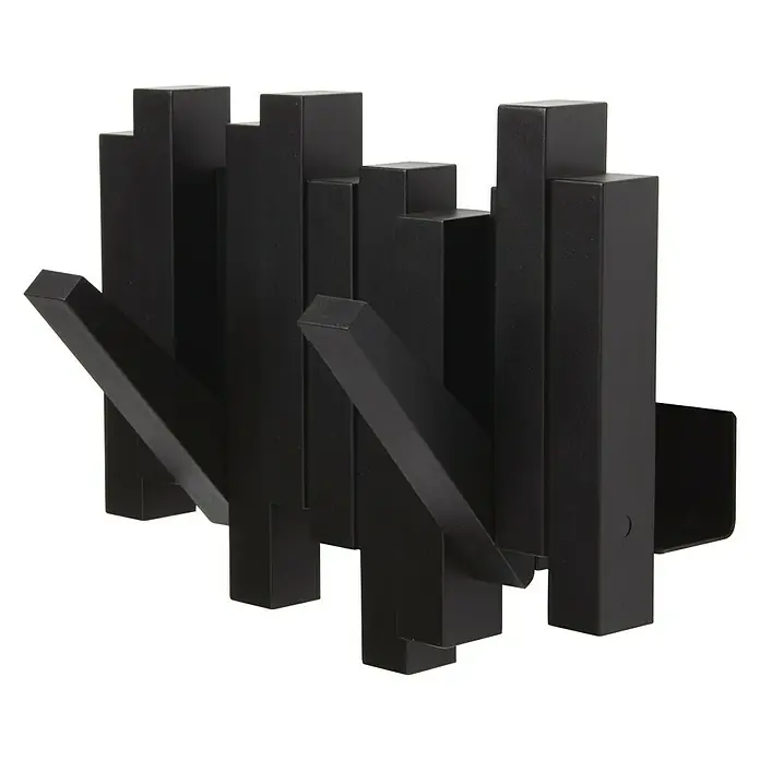 Umbra Garderobenleiste - L x B x H: 21,9 x 18,4 x 7,6 cm, Schwarz - Diagonale Ansicht
