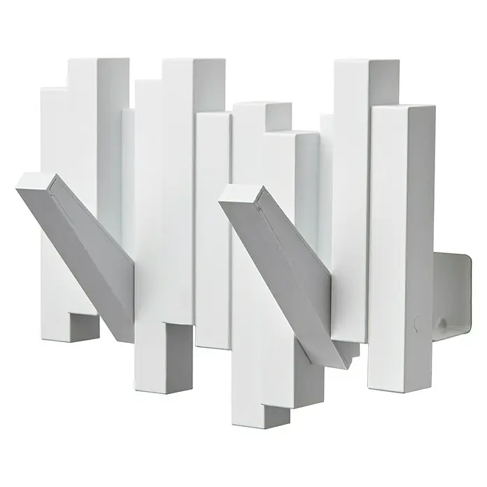Umbra Garderobenleiste - L x B x H: 21,9 x 18,4 x 7,6 cm, Weiß - Diagonale Ansicht