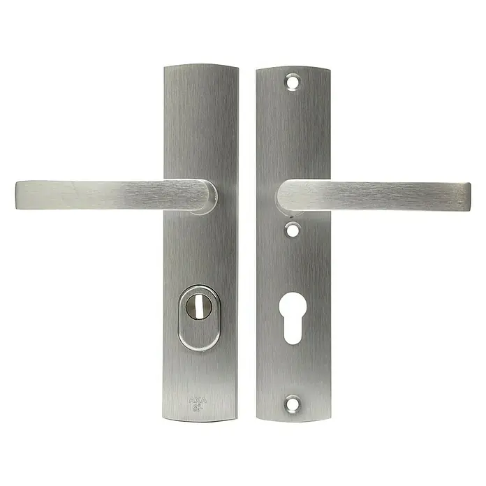 Axa Deurbeslag kruk-kruk, langschild, PC72, type 6665-10 - Beveiligings-deurbeslagset, Aluminium - Vooraanzicht