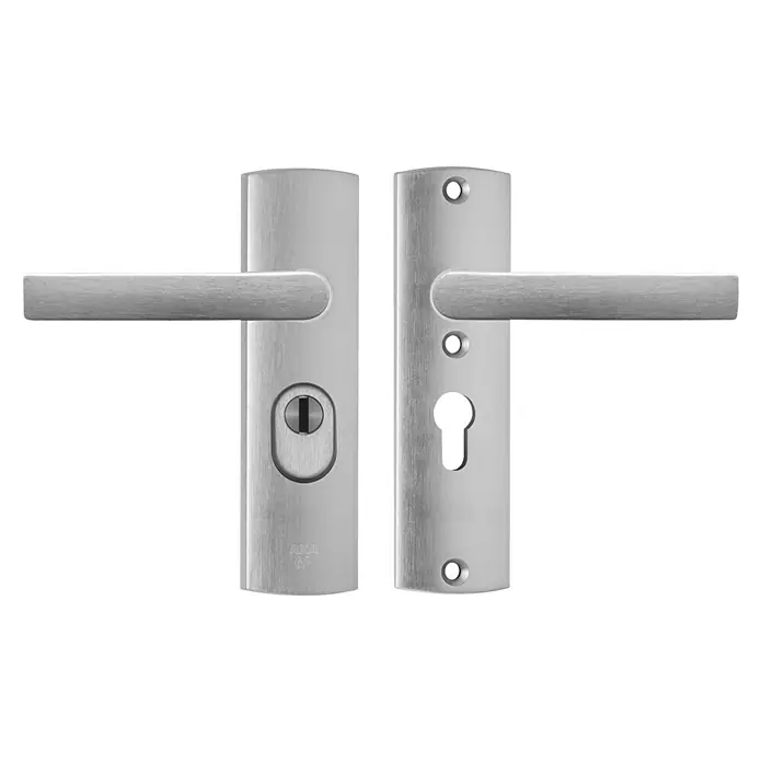 Axa Deurbeslag kruk-kruk, kortschild, PC55, type 6675-10 - Beveiligings-deurbeslagset, Aluminium - Vooraanzicht