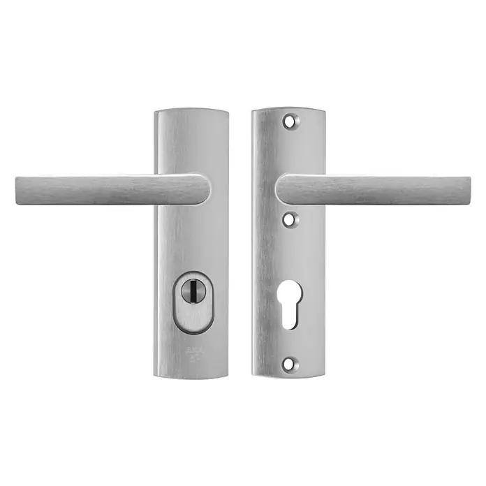 Axa Deurbeslag kruk-kruk, kortschild, PC72, type 6675-10 - Beveiligings-deurbeslagset, Aluminium - Vooraanzicht